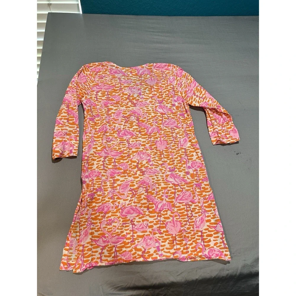 Gretchen Scott Orange/Pink Flamingo Tennis Swim Cover/Dress S‎